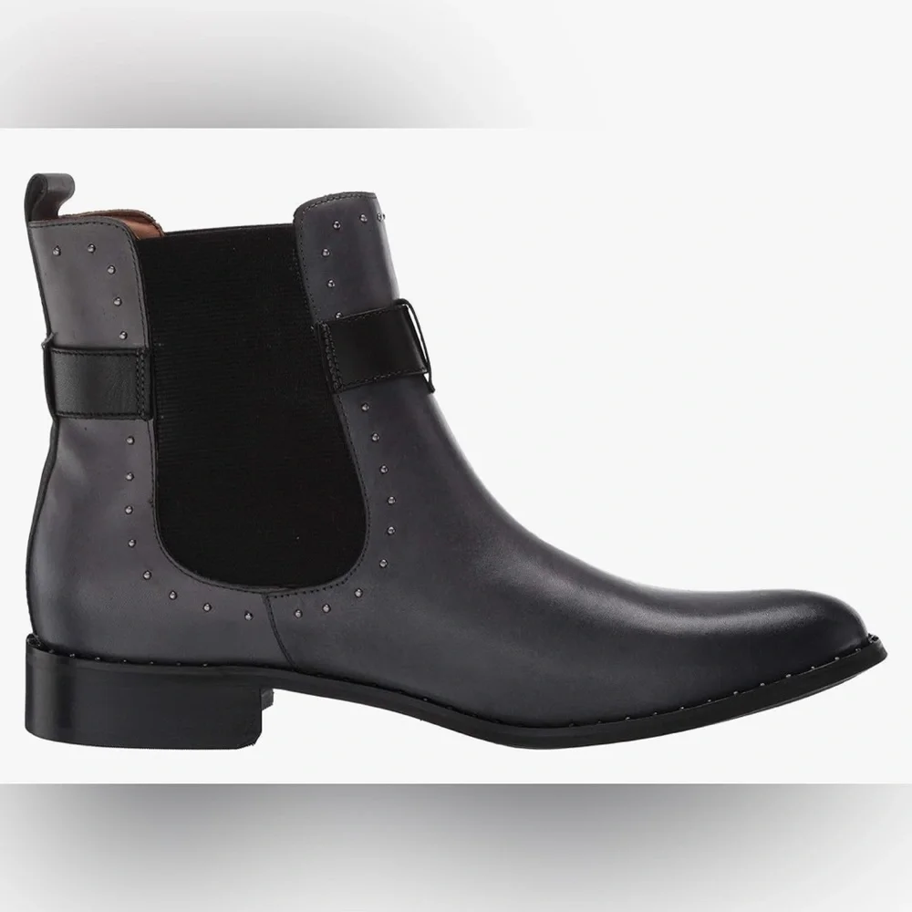 NIB [Marc Joseph] New York Leather Chelsea Studded Buckle Bootie Women’s Sz 5.5 - Picture 2 of 16